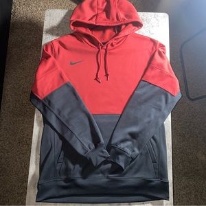 Mens Nike hoodie Dri-Fit type material Red Black Large